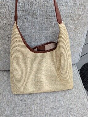 CommonSense Shoulder Bag with Brown Trim - Neutral Tote